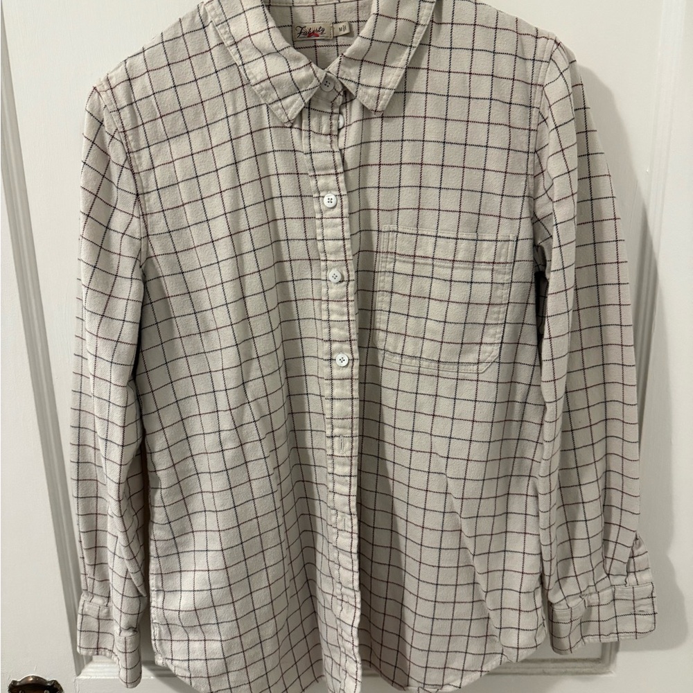 Faherty Cream, Red, & Blue Plaid Flannel Shirt